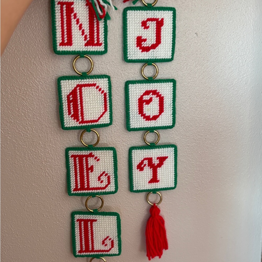 Vintage Holiday Wall Hanging Christmas Banner Handmade